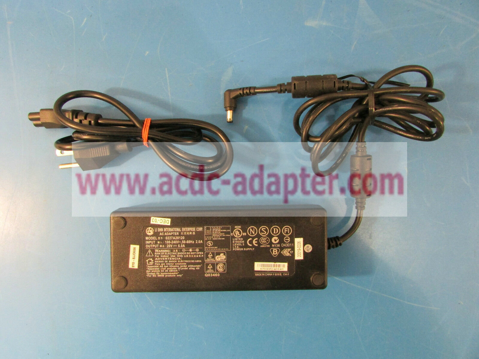 New 20V 6A Li Shin International 0227A20120 AC Adapter Power Supply w/Indicator New 20V 6A Li Shin International 0227A20120 AC Adapter Power Supply w/Indicator